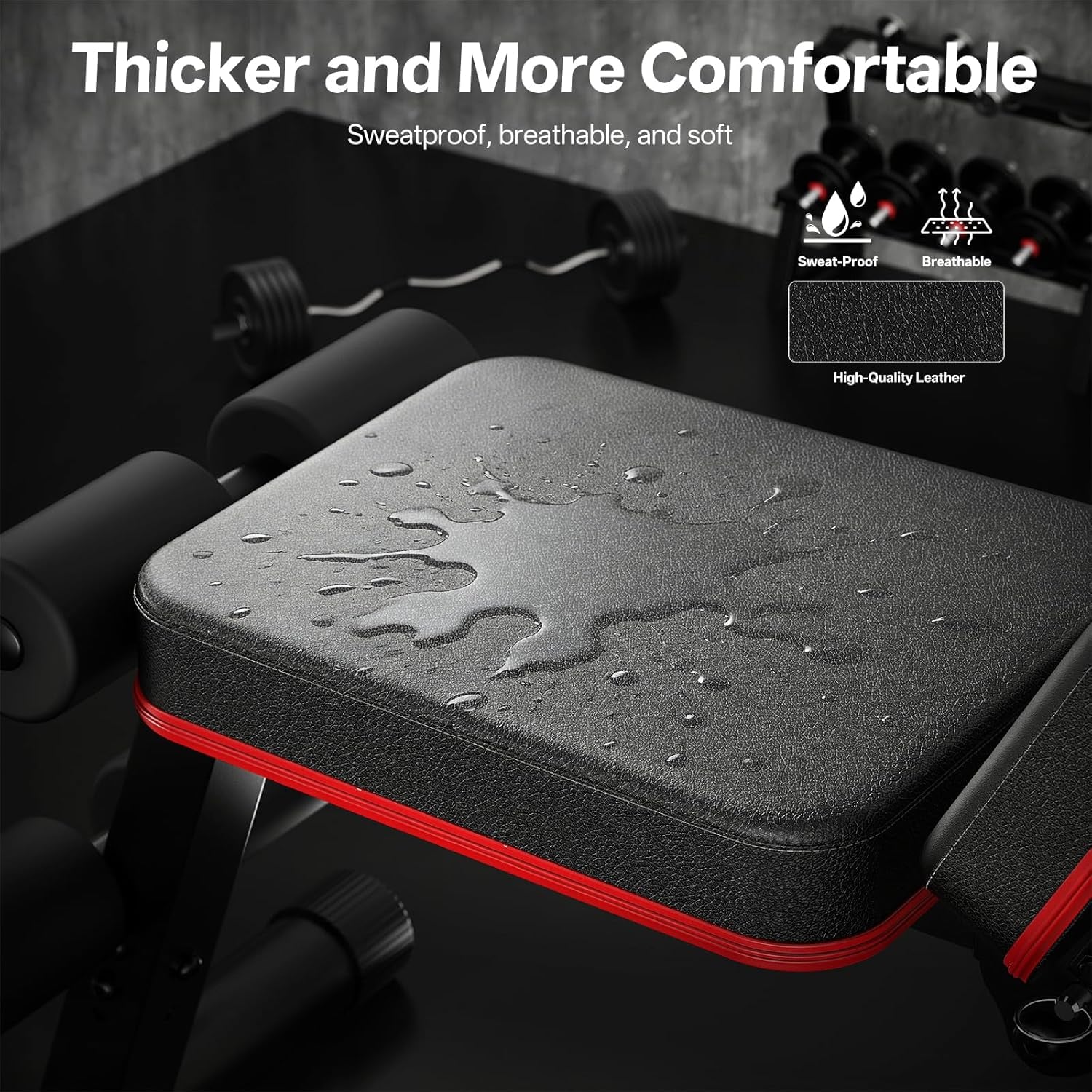 Adjustable Weight Bench, Foldable, Incline Decline Flat, Bench Press with 660LBS, 95% Pre-Assembled, Compact Workout Bench Full Body Strength Training Bench for Home Gym, Wider Seat