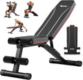 Adjustable Weight Bench, Foldable, Incline Decline Flat, Bench Press with 660LBS, 95% Pre-Assembled, Compact Workout Bench Full Body Strength Training Bench for Home Gym, Wider Seat